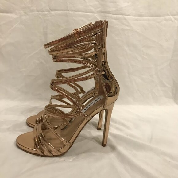 Steve Madden Flaunt Rose Gold Caged Heels Size 8 - Picture 4 of 4